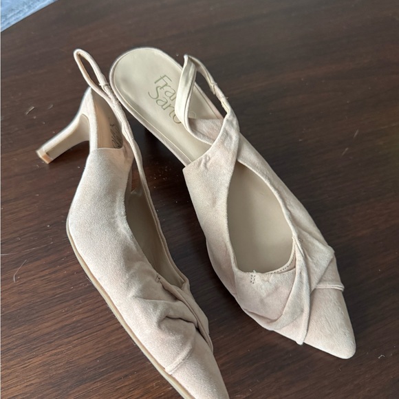 Franco Sarto Women's Beige Slingback Heels - Picture 2 of 6